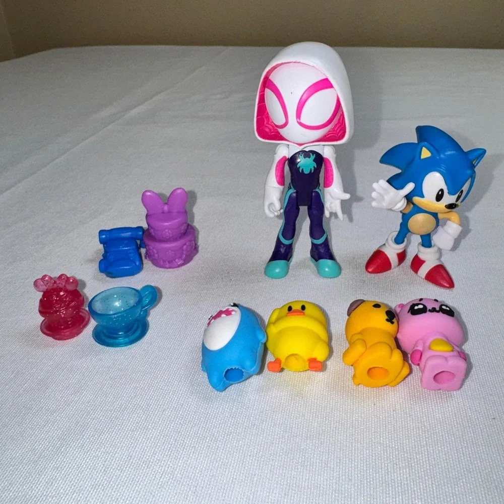 Disney Ghost-Spider Sonic the Hedgehog Mini Figures Pencil Toppers Lot 10pc